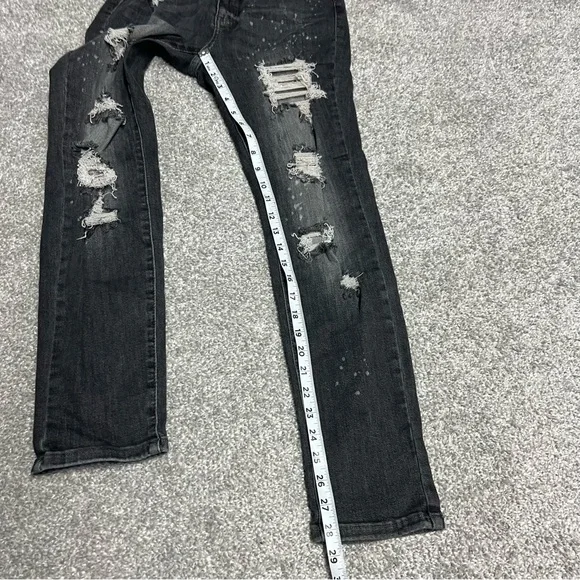 Judy Blue Jeans 5 27 Black Wash Boyfriend Fit Destroyed Bleach Splattered - Picture 2 of 9